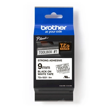 Taśma Brother TZe-S221 9mm x 8m / mocny klej / do drukarki etykiet Brother P-touch