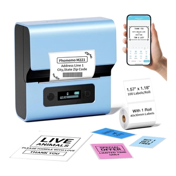 Drukarka etykiet Phomemo M221 niebieska 203 dpi / do 80 mm / PC / Mac / Smartfon / BT / USB