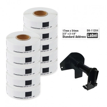 Etykiety Specmark DK-11204 17 x 54 mm 400 szt. / papierowe / bez uchwytu / do drukarek Brother QL / zestaw 10 szt.