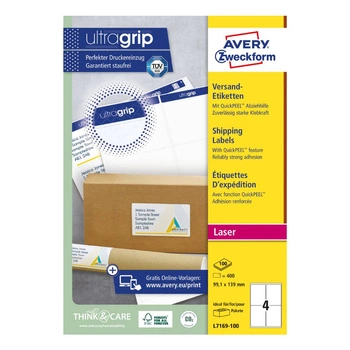 Białe etykiety wysyłkowe Avery Zweckform A4 100ark./op. 99,1 x 13,9 mm