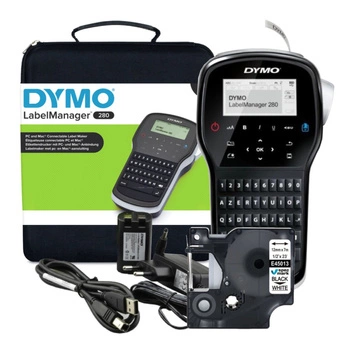 Drukarka etykiet DYMO LabelManager 280 180dpi / do 12mm / PC / MAC / USB / z taśma D1 45013 i walizka w zestawie