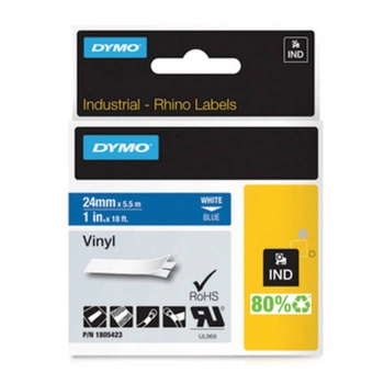Taśma winylowa DYMO Rhino 1805423 24 mm x 5,5 m / niebieska / biały nadruk / do drukarek DYMO D1