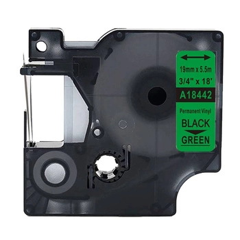 Taśma winylowa Specmark Rhino 18442 19 mm x 5,5 m / zielona / czarny nadruk / do drukarek DYMO D1