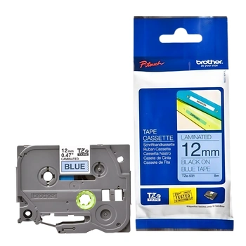 Taśma Brother TZe-531 12 mm x 8 m / niebieska / czarny nadruk / do drukarek Brother P-touch