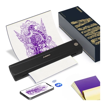 Przenośna drukarka A4 AIMO M08E-WS Tattoo Printer 203 dpi / do 210 mm / PC / Mac / Smartfon / BT / USB