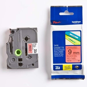 Taśma Brother TZe-421 9 mm x 8 m / czerwona / czarny nadruk / do drukarek Brother P-touch