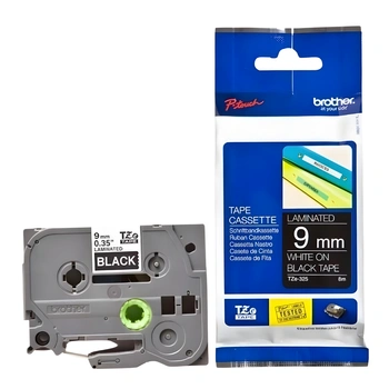 Taśma Brother TZe-325 9 mm x 8 m / czarna / biały nadruk / do drukarek Brother P-touch