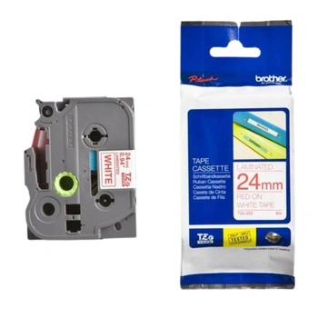 Taśma Brother TZe-252 24 mm x 8 m / biała / czerwony nadruk / do drukarek Brother P-touch