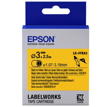Rurka termokurczliwa Epson HTS LK-4YBA3 5mm x 2,5m ⌀3mm żółta / czarny nadruk / do drukarki LabelWorks