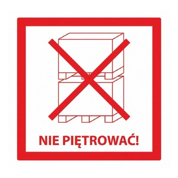 Etykiety termotransferowe ostrzegawcze papierowe 150mm x 149mm 250szt średnica gilzy fi40 - Nie piętrować