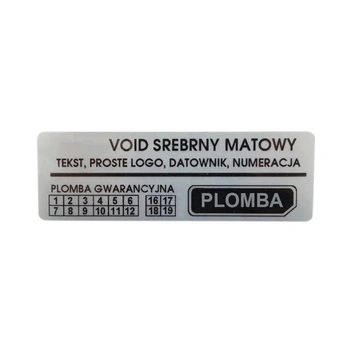 Etykieta plomba void Specmark 70 x 12 mm 250 szt. / srebrna matowa / czarny nadruk / gilza fi40