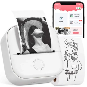 Mini drukarka etykiet Phomemo T02 biała 203 dpi / do 50 mm / Smartfon / BT