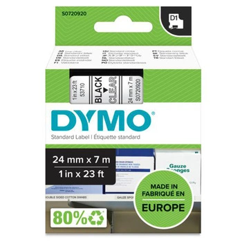 Taśma DYMO D1-53710 24 mm x 7 m / przezroczysta / czarny nadruk / do drukarek DYMO D1
