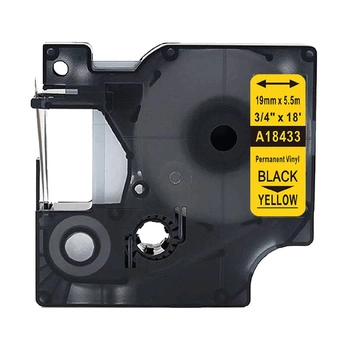 Taśma winylowa Specmark Rhino 18433 19 mm x 5,5 m / żółta / czarny nadruk / do drukarek DYMO D1