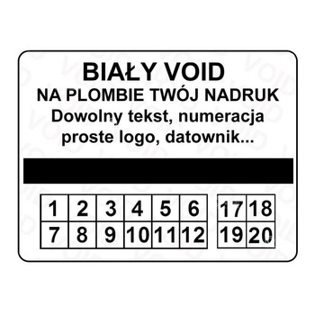 Etykieta plomba void biała 57 x 43mm 250szt średnica gilzy fi40