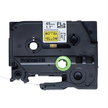 Taśma Brother FLe-6511 45 x 21 mm / flagi / żółta / czarny nadruk / do drukarki etykiet Brother P-touch
