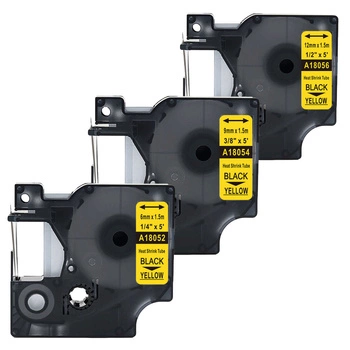 Rurki termokurczliwe Specmark Rhino 6-12 mm x 1,5 m / żółty / czarny nadruk / do drukarek DYMO D1 / zestaw 3 szt.