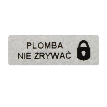 Etykieta plomba krusząca akrylit srebrna 15 x 5mm 250szt średnica gilzy fi40