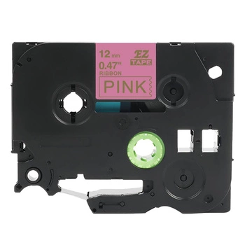 Taśma Specmark TZe-RE34 12 mm x 4 m / wstążka różowa / złoty nadruk / ozdobna / do drukarek Brother P-touch