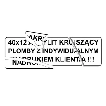 Etykieta plomba krusząca akrylit biała 40 x 12mm 250szt średnica gilzy fi40