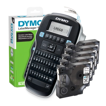 Drukarka etykiet DYMO LabelManager 160 180 dpi / do 12mm / z 5 szt. taśm D1 w zestawie