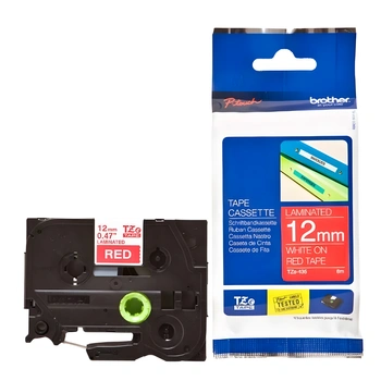 Taśma Brother TZe-435 12 mm x 8 m / czerwona / biały nadruk / do drukarek Brother P-touch